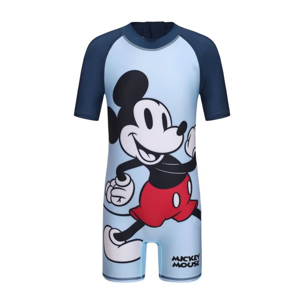 Disney Childrens/Kids Mickey Mouse Contrast Sleeves One Piece Bathing Suit / Gra